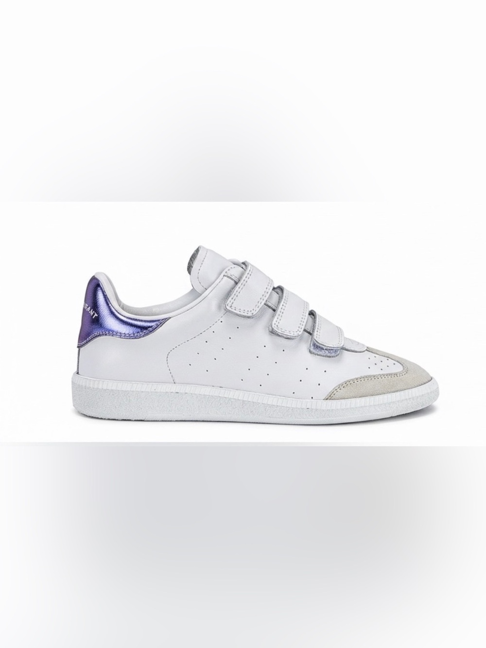 Isabel Marant White Sneakers with Purple Heel Accent - Velcro Closure
